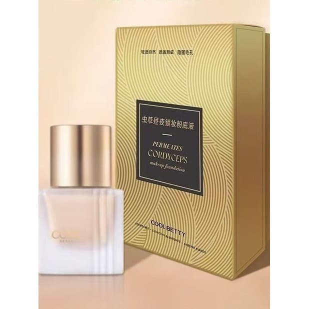 [Ovo de beleza grátis] Pretty Beauty Cordyceps Day Night Lock Maquiagem Base líquida Corretivo hidratante Clareamento nã