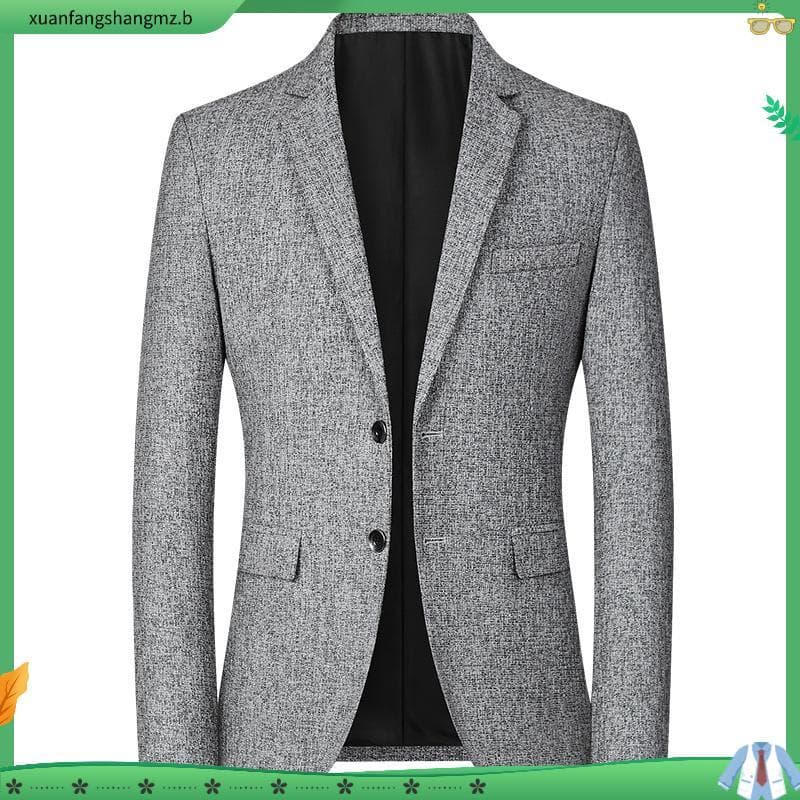 Blazer Masculino Slim Fit Texturizado | Casaco Social de Negócios para Homem Sênior | Paletó de Frio com Estampa Cinza |