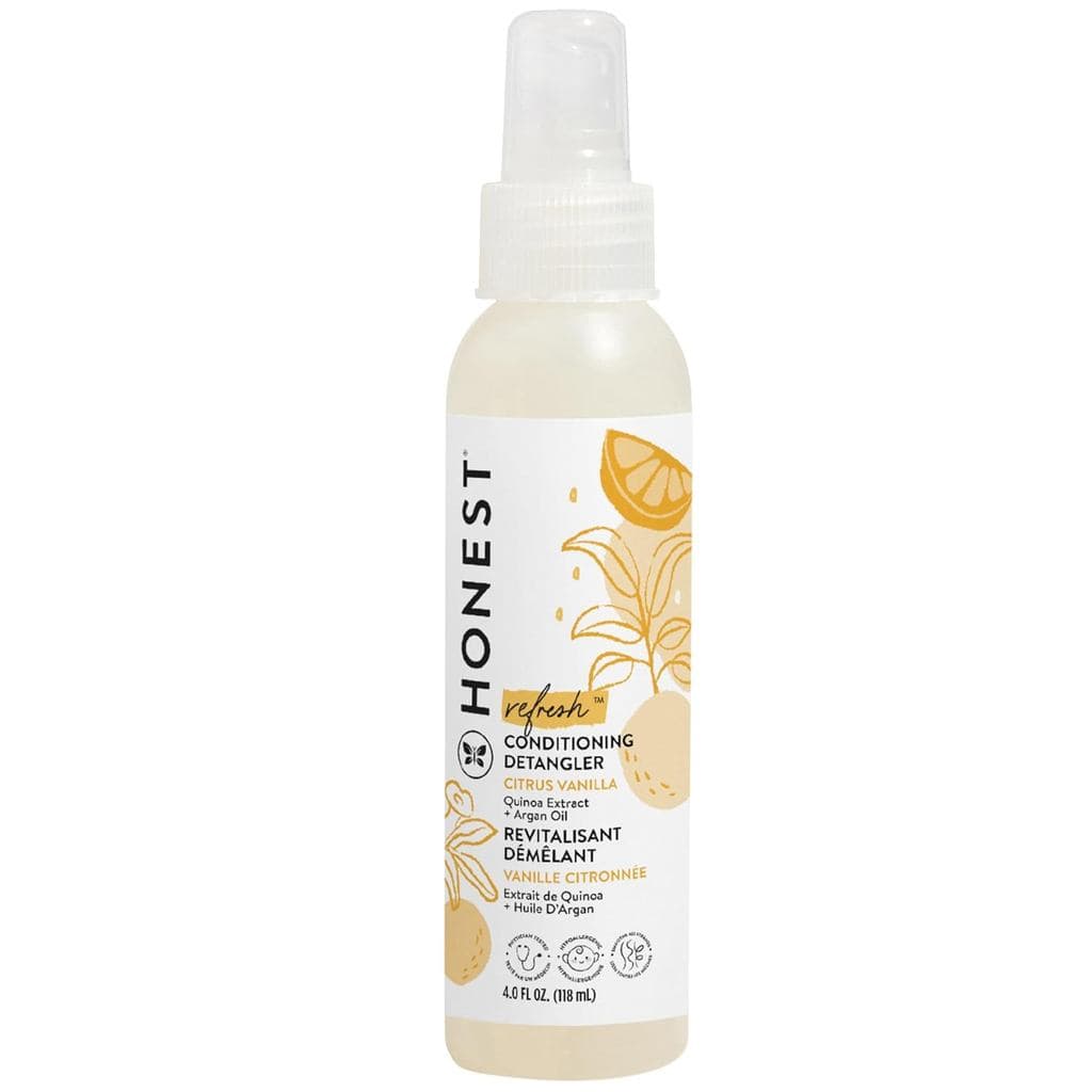 Creme Alisador de Cabelo The Honest Company, sem látex, hipoalergênico, condicionador sem enxágue e spray fortificante,