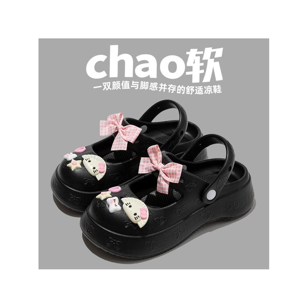 Buraco sapatos femininos de sola grossa bonito coração doce sandálias de verão Commuter Toe-coberto chinelos de praia
