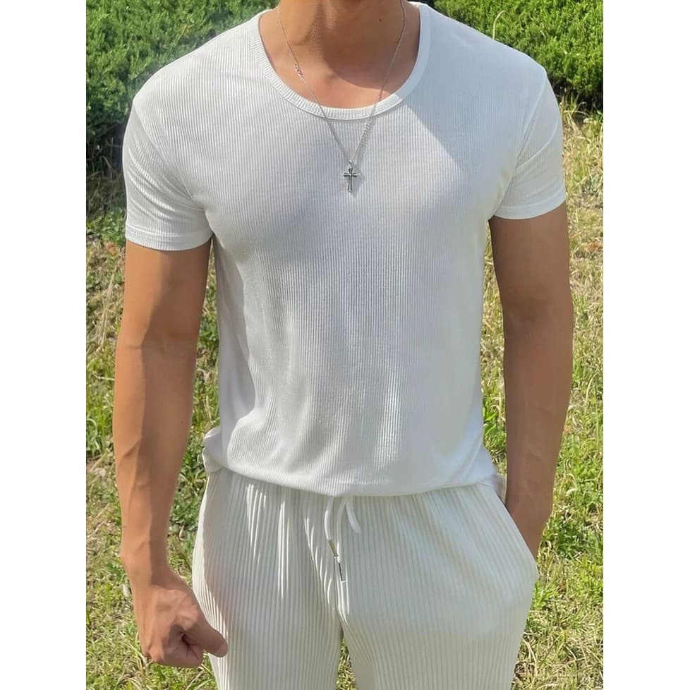 Esportes ao ar livre legal fino de secagem rápida camiseta masculina seda gelo Modal fino-ajuste de manga curta não-ferr