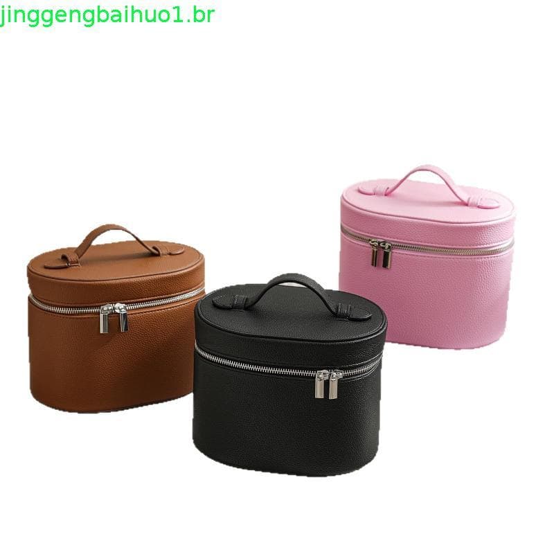 [GrandLarge] Caixa De Cosméticos De Couro PU De Grande Capacidade Com Armazenamento Interna Bolsa Cosmética Portátil Rem