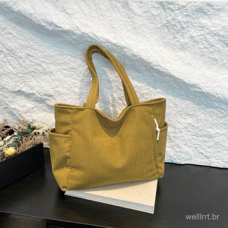Bolsa de veludo 2024 novo estilo moda bolsa de grande capacidade série Mori All-Match literário Retro estudante classe s