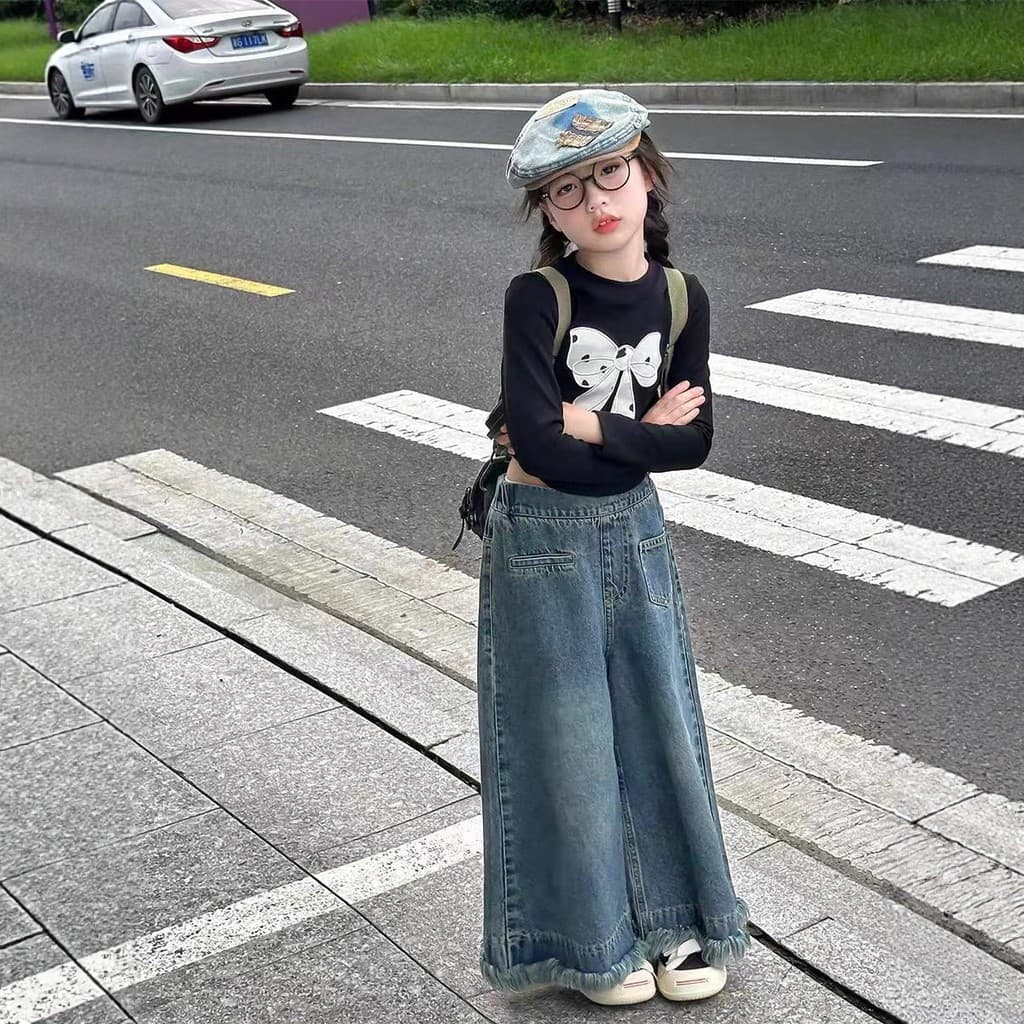 Meninas macacão primavera outono estilo 2026 novo estilo crianças moda moda calças de perna reta médio grande crianças m
