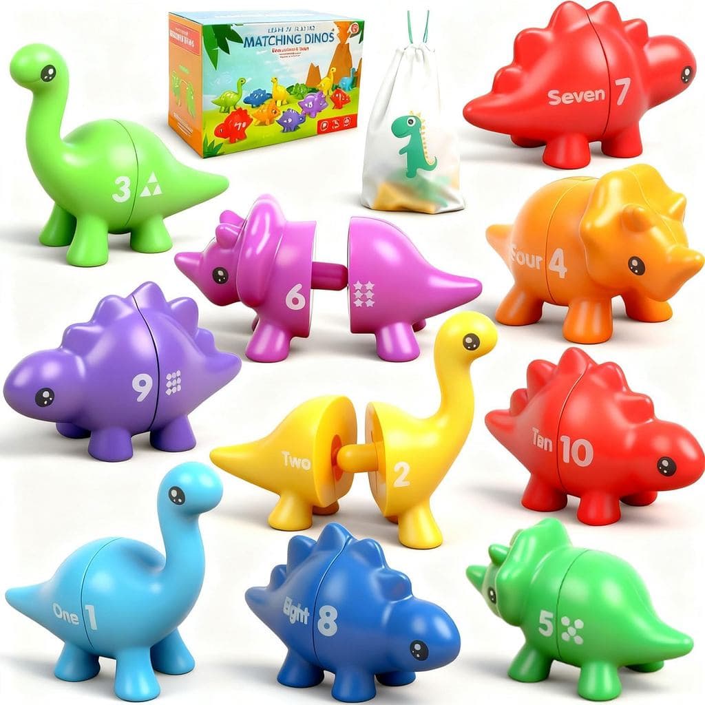 Jogo de Correspondência de Números 10 Peças, Brinquedo de Contagem de Dinossauros 123, Brinquedos Educativos Montessori