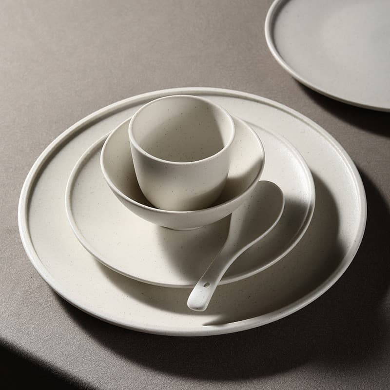 Tigela nórdica para uso doméstico, minimalista, cerâmica, arroz, prato raso, bife, restaurante, Hotel, conjunto de talhe
