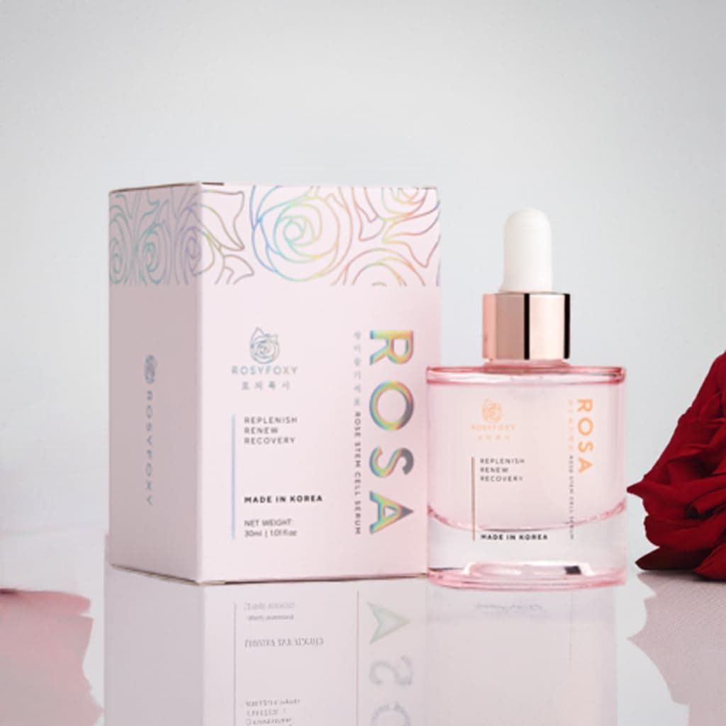 Sérum de Ácido Hialurônico com Células-Tronco de Rosa Rosy Foxy, Sérum Rejuvenescedor de Colágeno para Linhas Finas e Ru