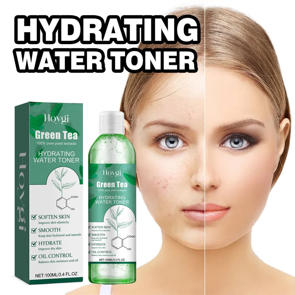 Hoygi chá verde hidratante toner pele macia iluminando marcas de Acne limpas claro hidratante não gorduroso toner