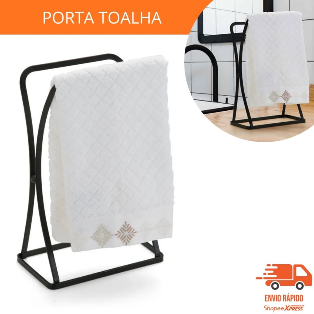 Porta Toalha Rosto Bancada Lavabo Banheiro Pia Preto Luxo ArthI