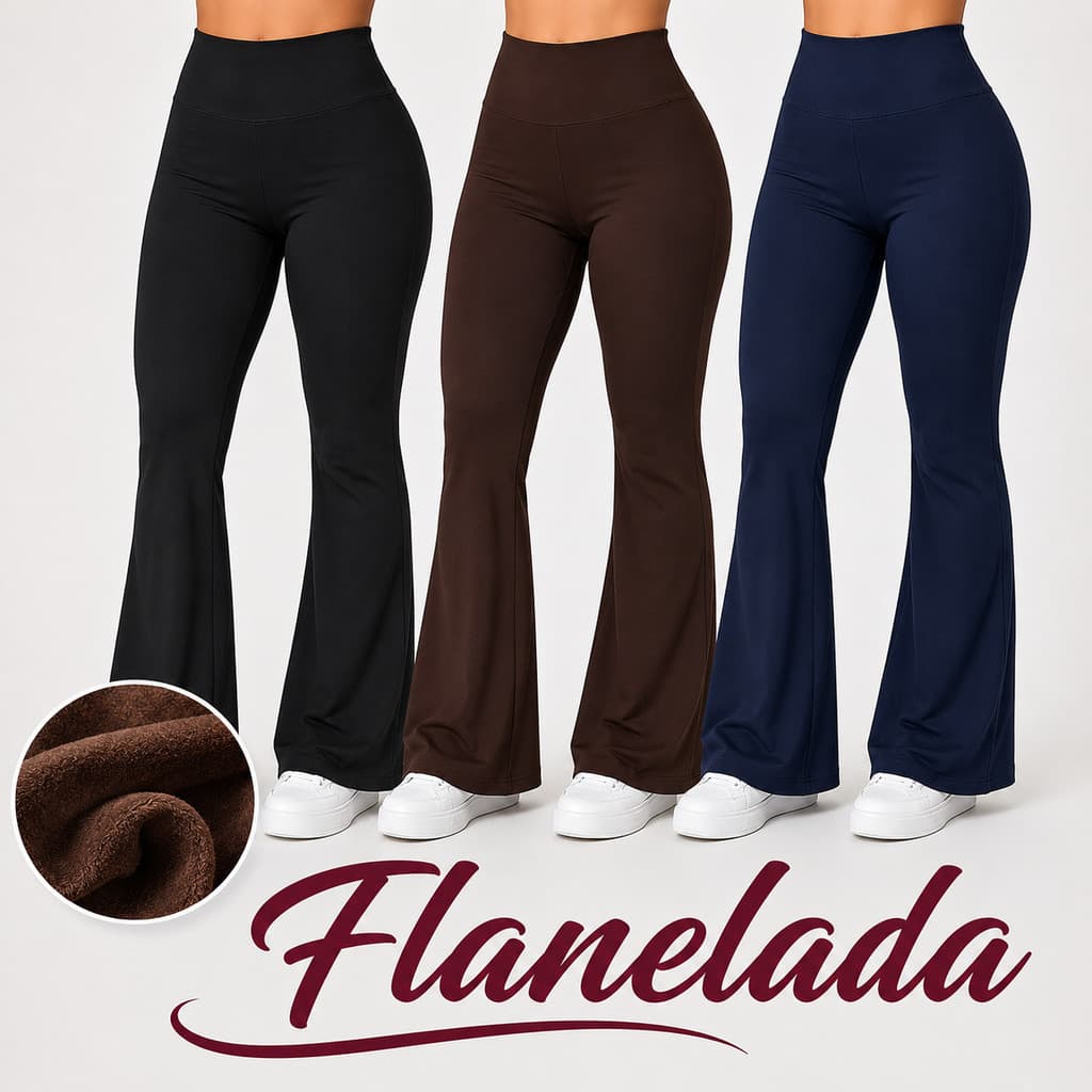 Calça legging Peluciada Flanelada Bailarina Flare Peluciada Feminina Boca de Sino Suplex Inverno