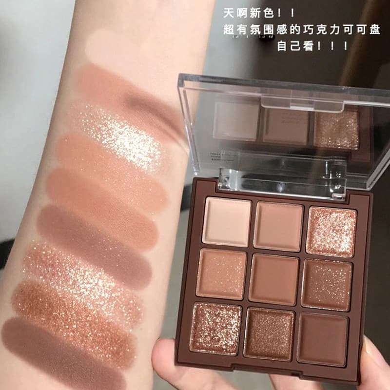 Sombra de olhos chocolate, paleta de sombras em tons terrosos, maquiagem leve para olhos inchados, modelo novo de nove c