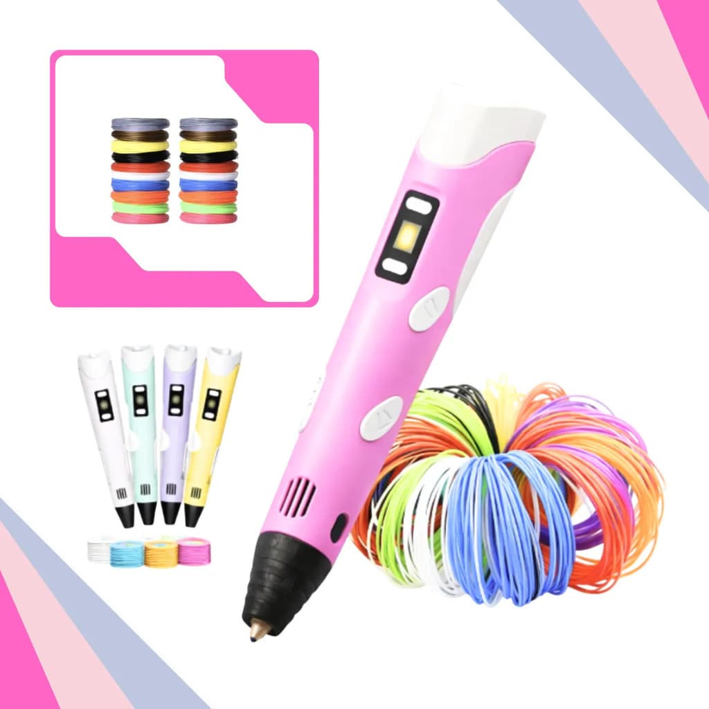 Caneta 3d Profissional Com Recarga + Kit 20 Filamentos