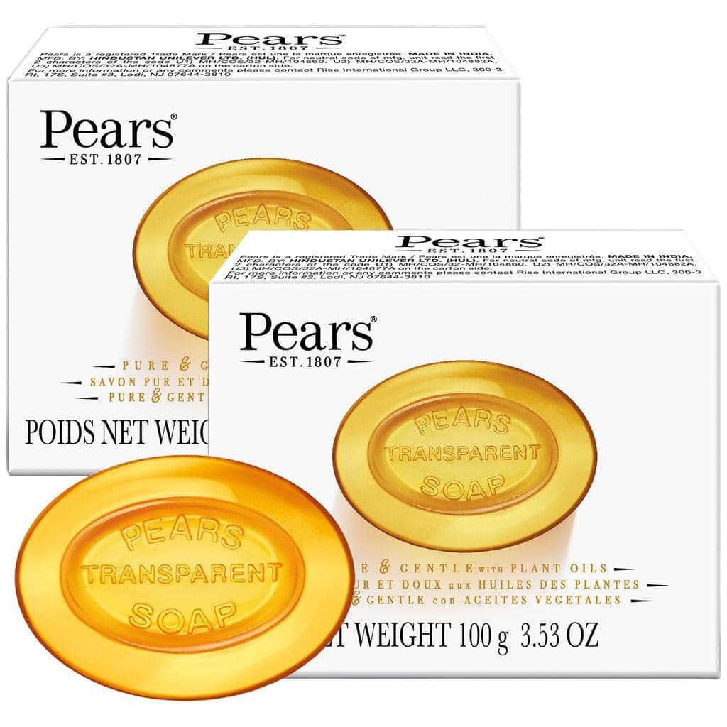 PearsSoap, Puro e Suave com Óleos Naturais, Pacote com 2 – Sabonete de Glicerina Transparente Âmbar para uma Pele Radian