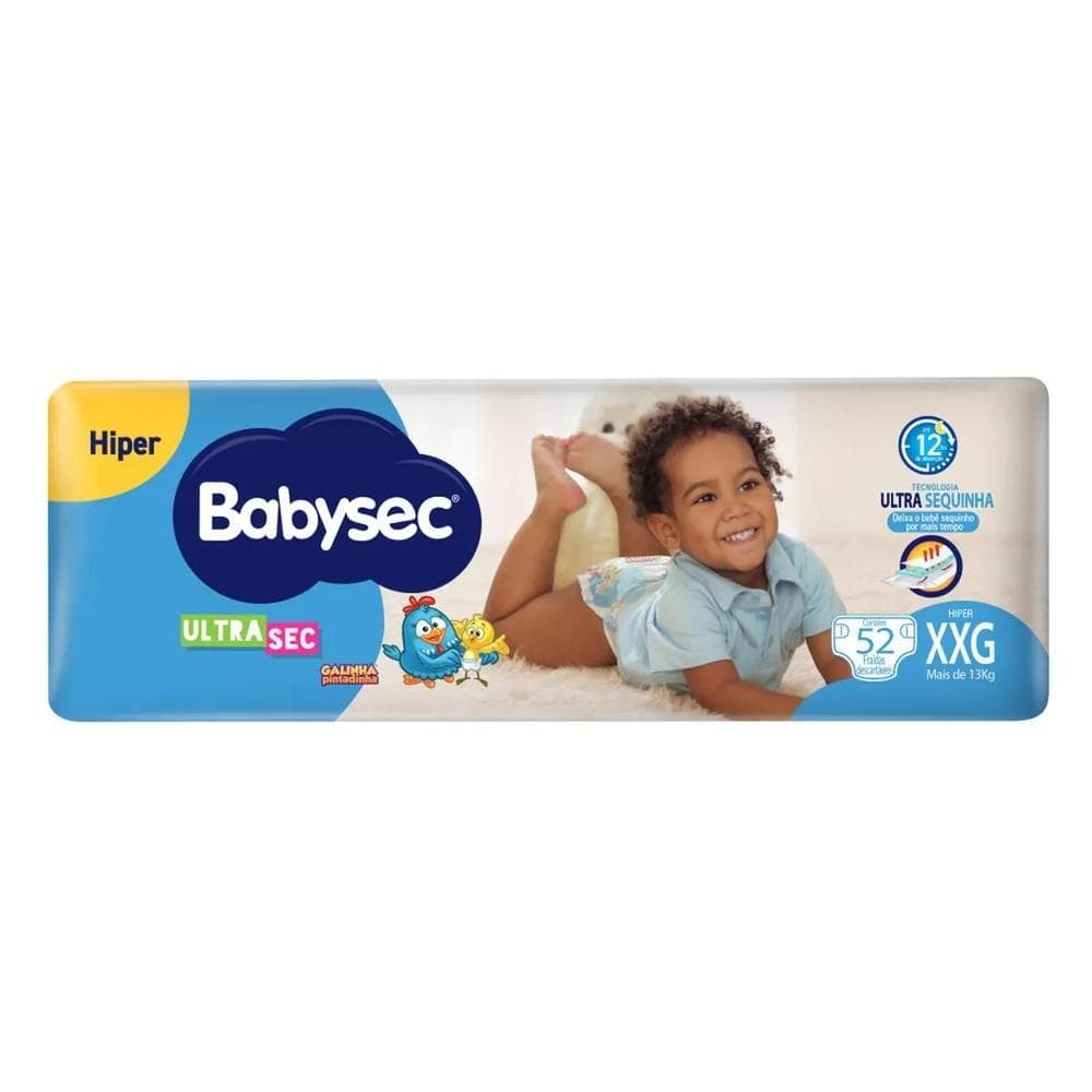 Fralda Babysec Hiper Galinha Pintadinha XXG 48 Unidades
