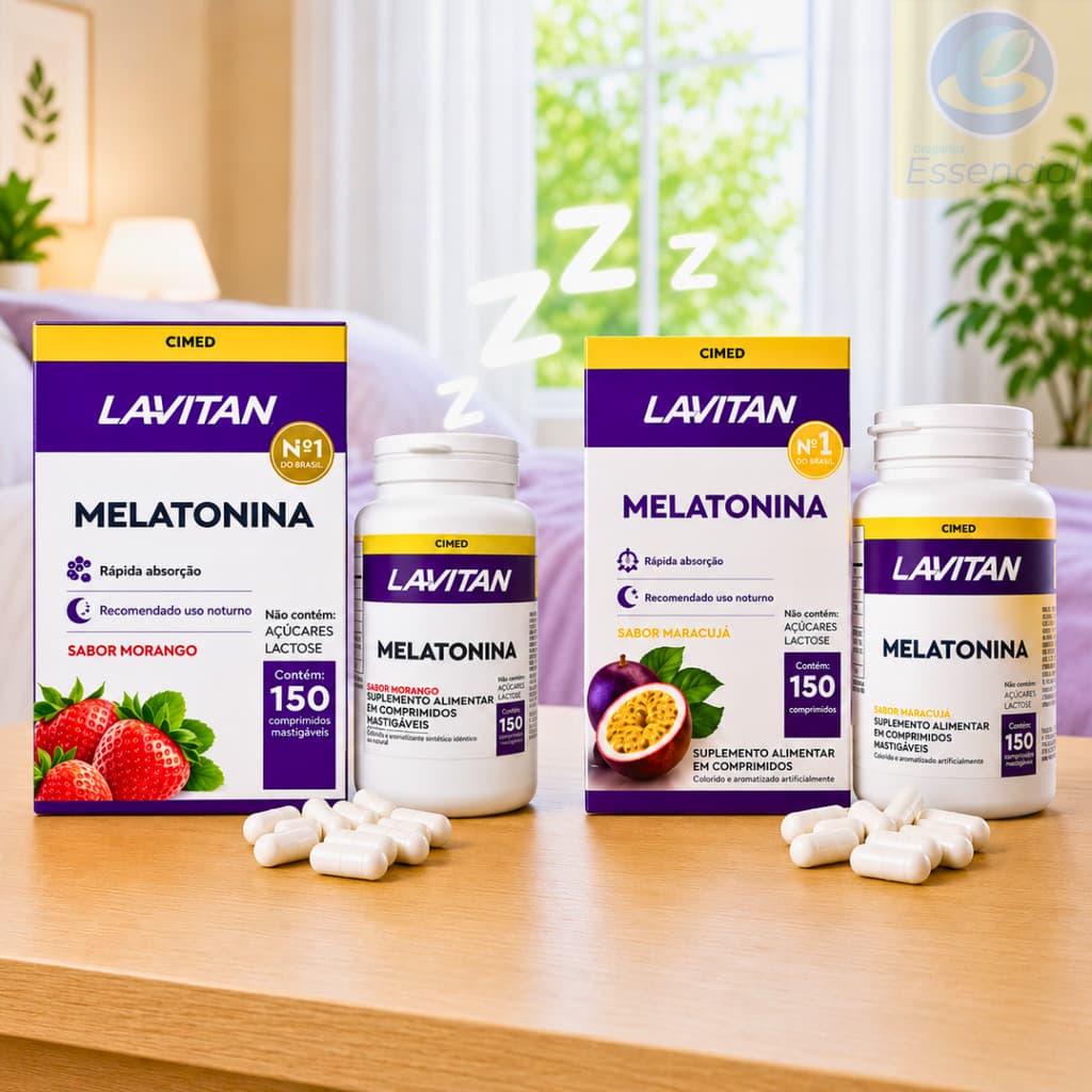 Lavitan Melatonina Maracujá Morango 150 Comp Mastigáveis Suplemento Alimentar insônia Dormir