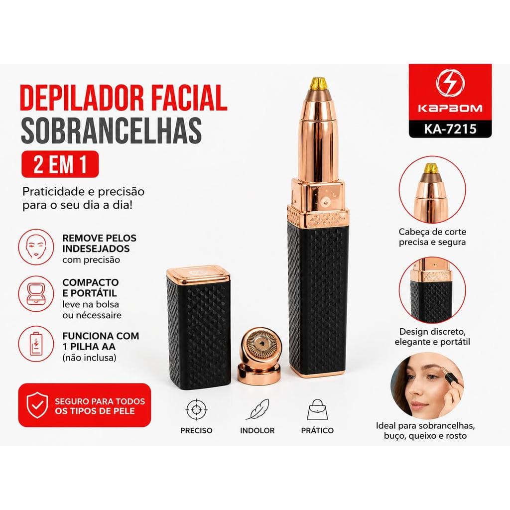 Aparador de Sobrancelha e Buço Recarregável USB 2 em 1