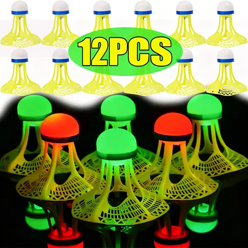 12-3Pcs LED Light-up Luminous Nylon Badminton Resistente Ao Vento-Petecas Coloridas De Iluminação À Prova De Trem De Prá