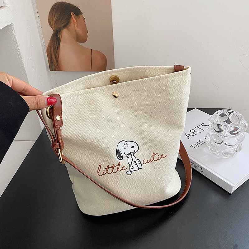 Novo Saco De Balde Fofo Coreano Dongdaemun Impresso Simples De Ombro Lona De Bolso Para Cachorro