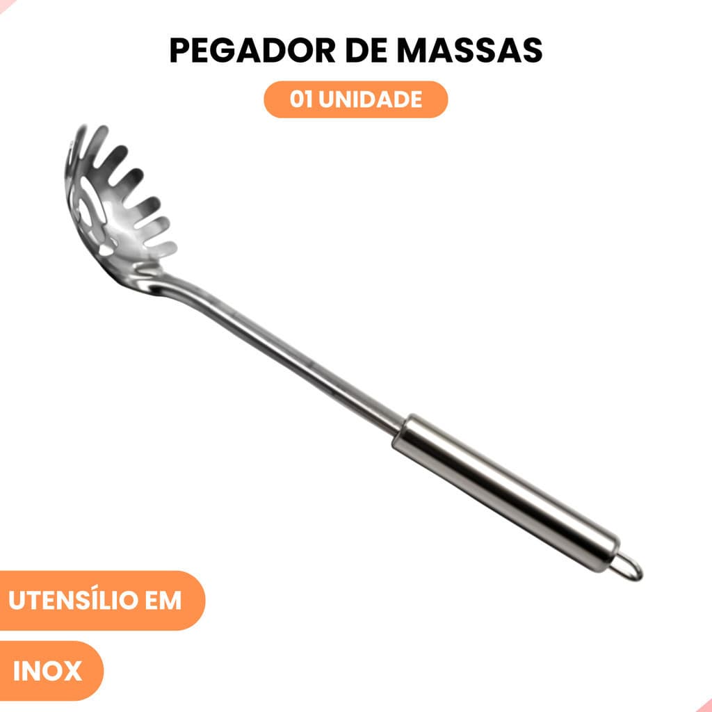 Pegador de Massa Inox 32cm Concha Cozinha Macarrão Massas ORL