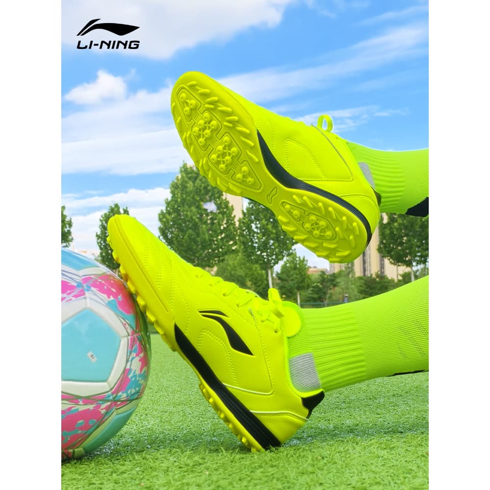 Li Ning genuíno crianças adulto das mulheres dos homens botas de futebol estudantes da escola primária TF Spikes meninos