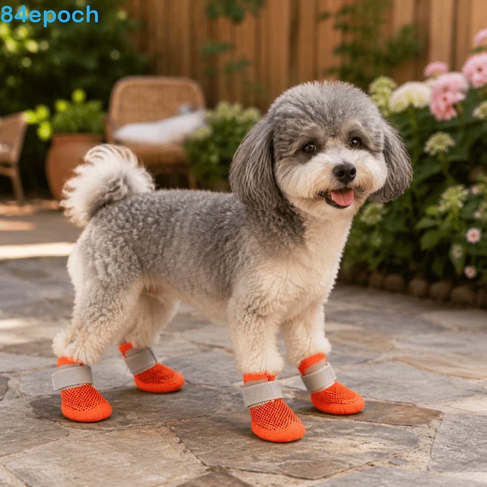 Sapatos De Malha Para Cães BREPOCH , Macios Ajustáveis Antiderrapantes Respiráveis De Verão 4 Unidades/Conjunto