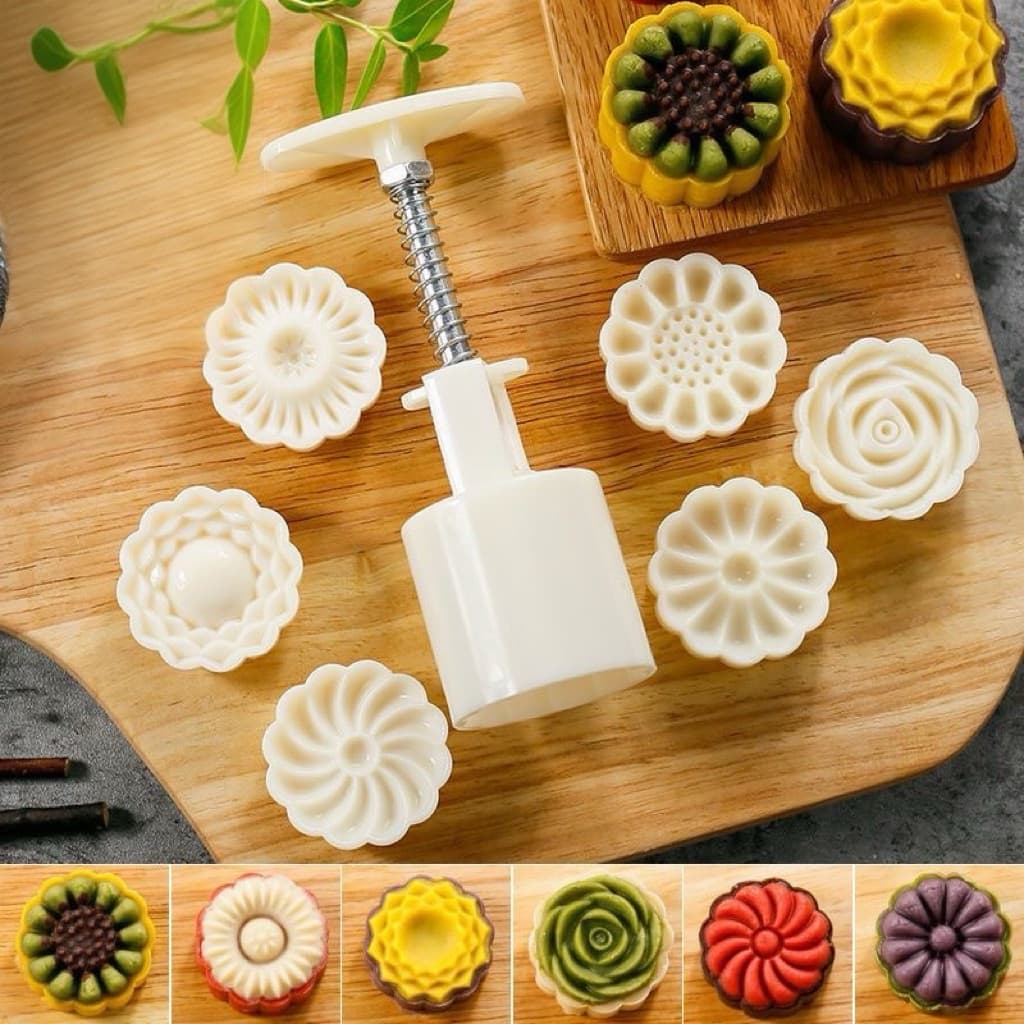 Kit Ejetor Flores Prensa com 6 Moldes Florais - Para Modelar Massas Doces e Brigadeiros