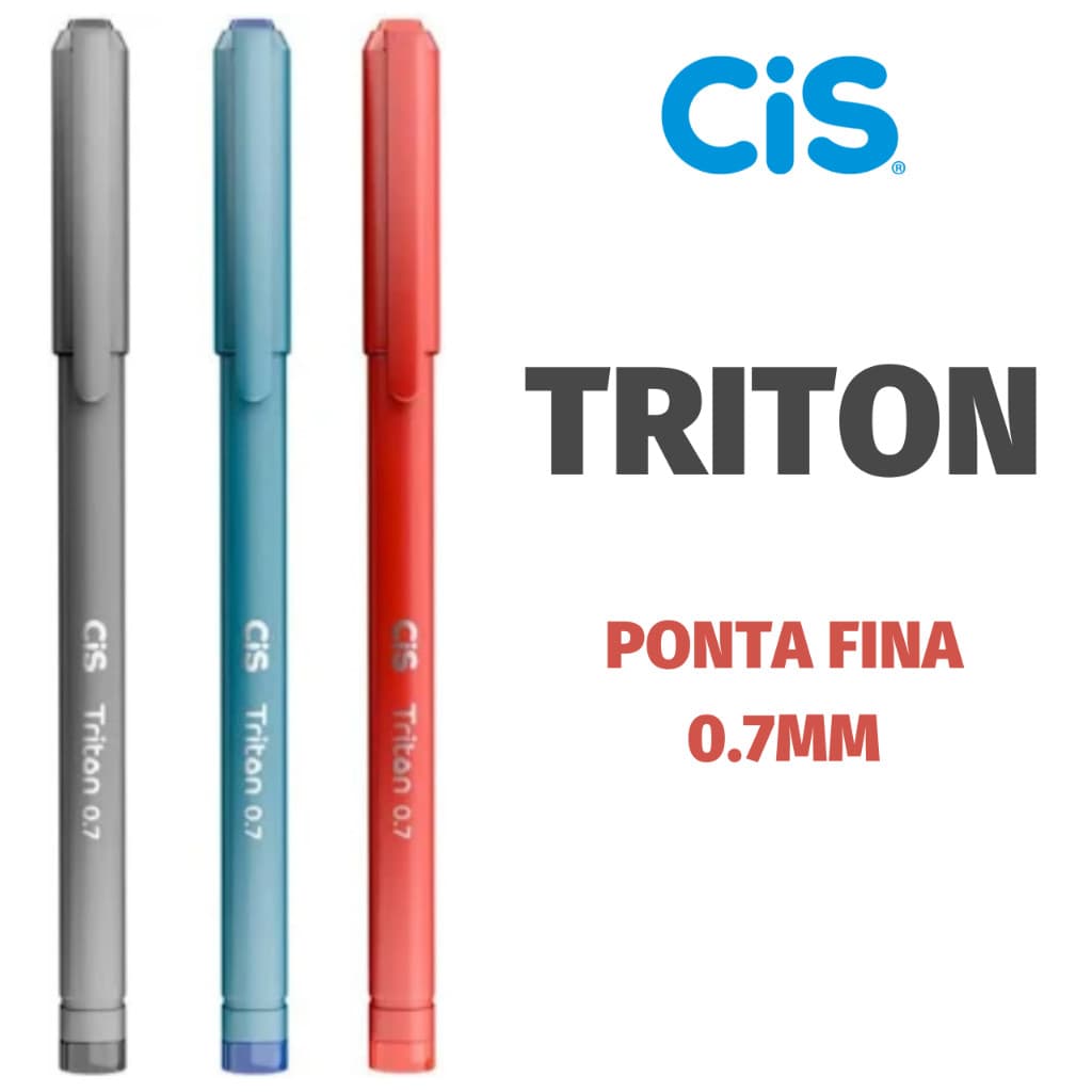 Caneta Esferográfica TRITON Cis Kit com 3 Cores Azul Preta Vermelha