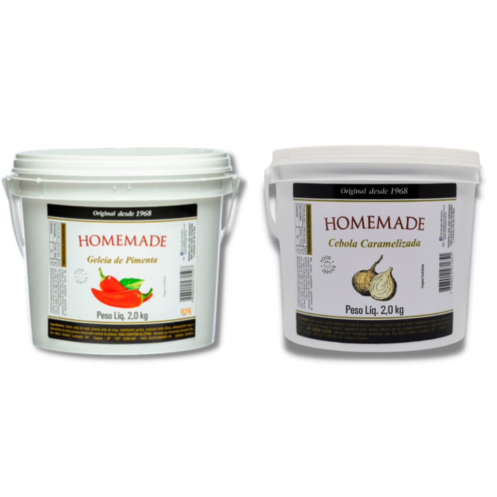 Combo Gel�ia Pimenta + Cebola Gourmet Homemade Balde 2kg