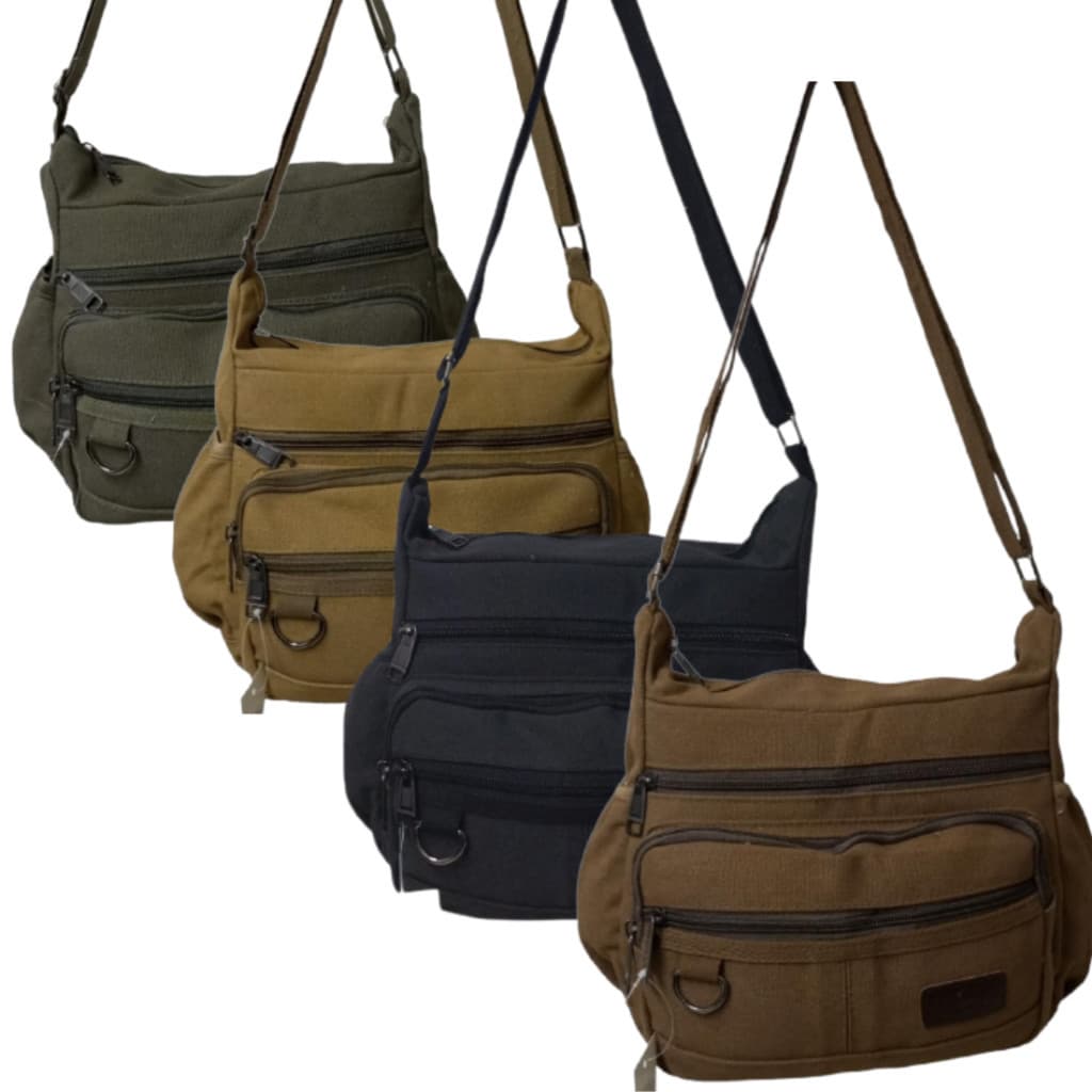 Bolsa de lona masculina transversa, bolsa tiracolo casual portátil multifuncional JJ