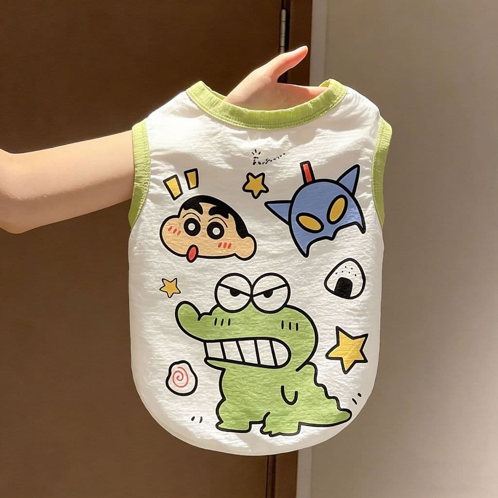 Roupas super fofas para cães de estimação do desenho animado Crayon Shin-chan, colete confortável para a pele de cães gr