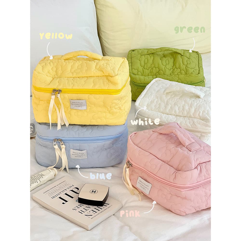 Creme flor saco cosmético menina coração grande capacidade portátil cosméticos saco de armazenamento de viagem saco de h