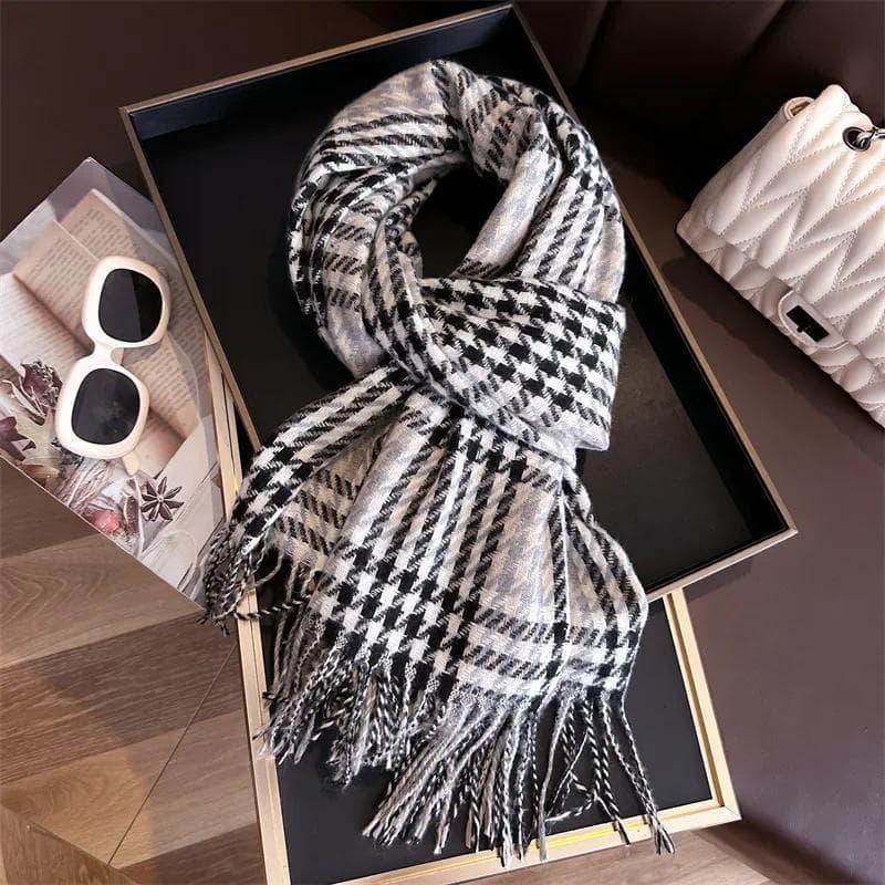 Novo Outono Inverno Cachecol Moda Feminina Lã De Caxemira Fino Senhora Quente Xale Clássico Britânico Pashmina Envoltóri