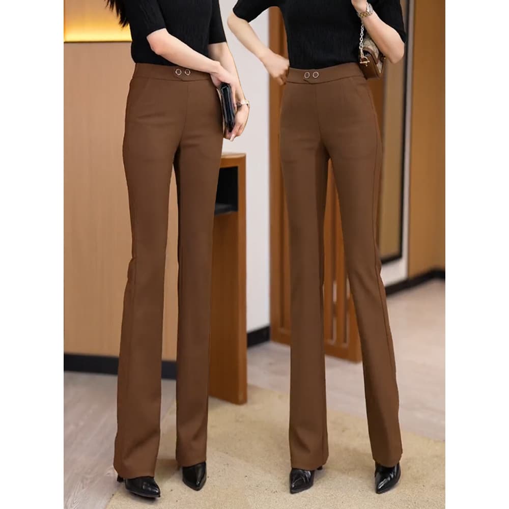 Terno Micro-comprimento calças femininas 2026 primavera outono novo estilo cintura alta reta Drape elástico mais magro o