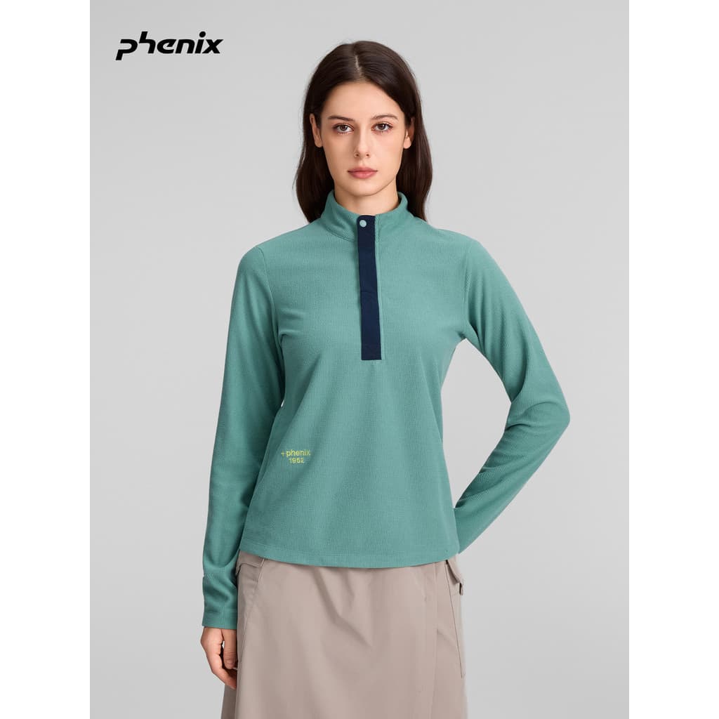 +fenix Phoenix Camiseta feminina de malha de manga comprida 2025 Novo estilo de lã meia gola alta texturizada Top verifi