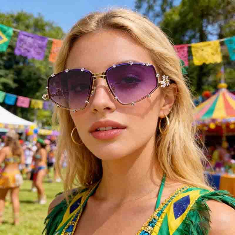 Óculos de diamante europeus americanos masculinos Anti-luz azul óculos planos óculos de sol femininos