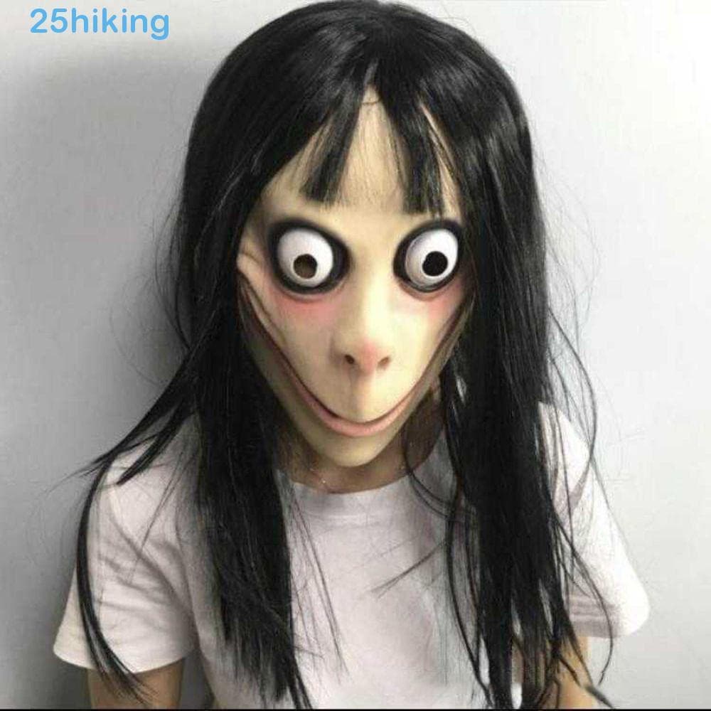 Caminhada Máscara Fantasma De Halloween , Peruca De Arnês Cosplay MoMo Assustadora , Criatividade Realista Assustador Lá