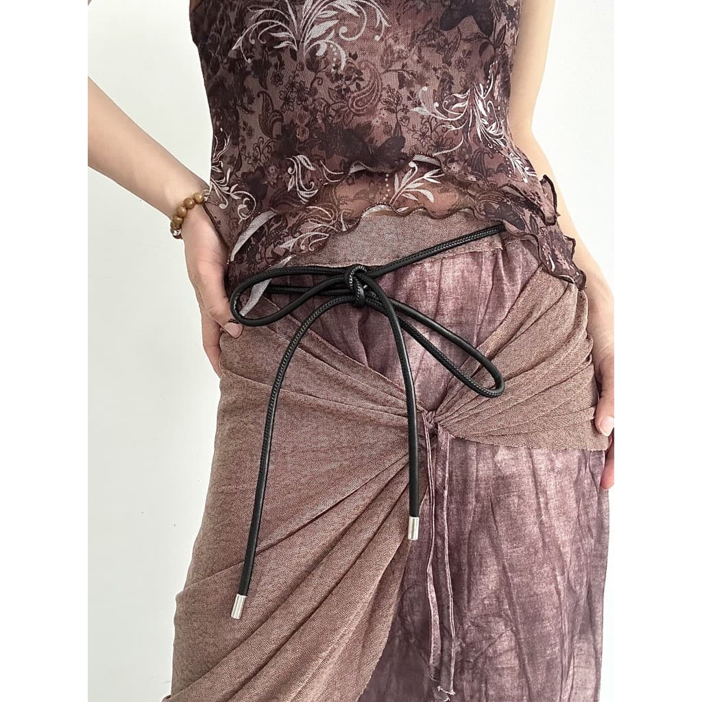 2026 novo estilo cinto fino moda feminina All-Match decoração atada cintura corda cintura corrente arco com vestido deco