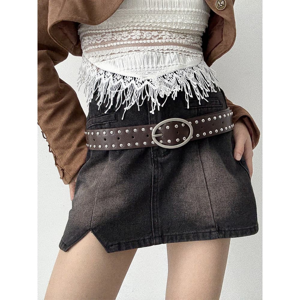 Europeu americano Retro estilo Punk rebite cinto estilo feminino 2026 novo estilo moda All-Match único Jeans cinto decor