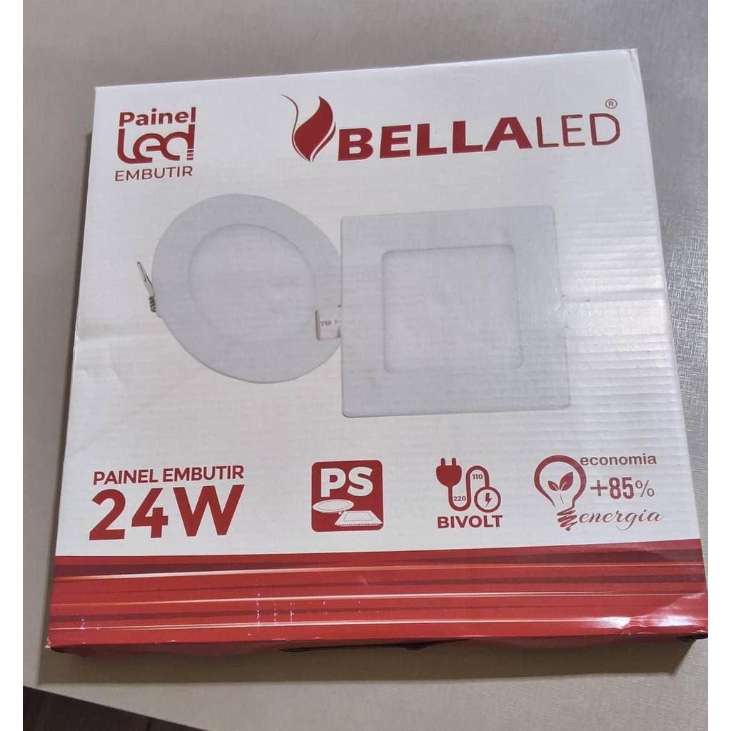 Painel led embutir 24w bella led