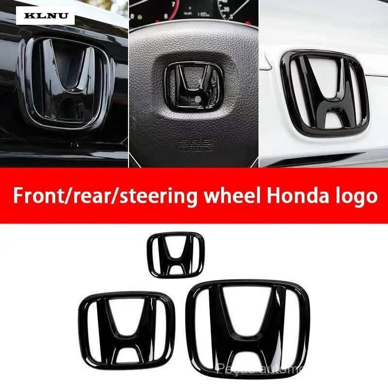 Honda Jazz/City/HRV/Civic/BRV/Emblema H Preto Brilhante/Emblema Preto Brilhante (Frente e Traseira) 1 peça Instalação F9