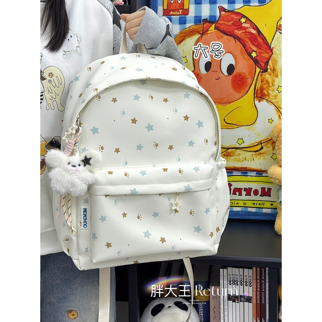 Mochila escolar ins japonesa simples estrela impressão mochila feminina estudante do ensino médio mochila de grande capa