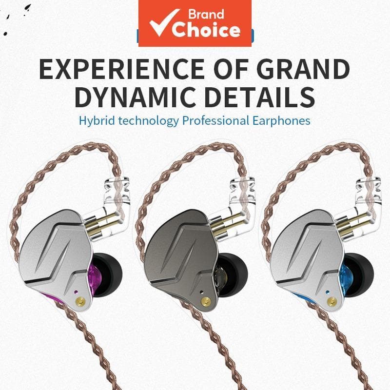 KZ Zsn Pro Fones De Ouvido Com Fio Dual Drivers Earsets HiFi Cancelamento De Ruído Bass Intra-Auriculares Cabo Removível