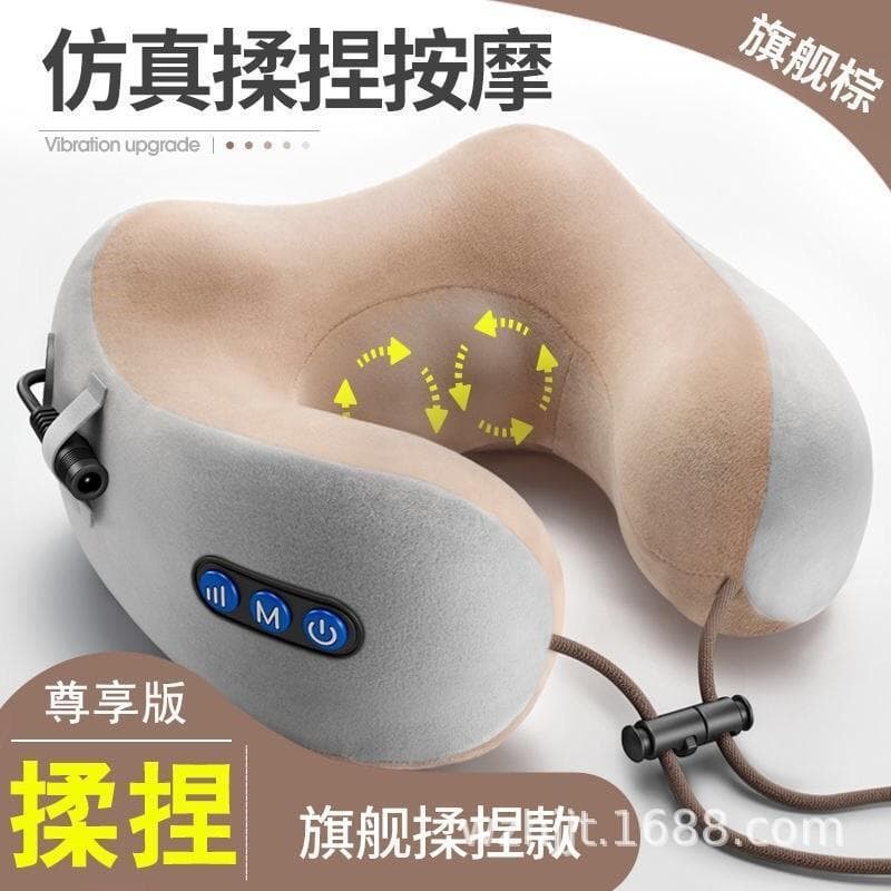 Travesseiro de massagem em forma de U multifuncional elétrico amassar pescoço travesseiro vibração inteligente presente