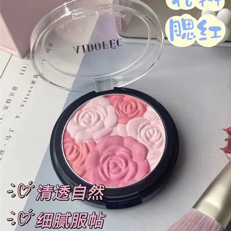Alta qualidade rosa beijo em relevo pétala Blush Rouge menina melhora a tez livre pincel de maquiagem corretivo fosco