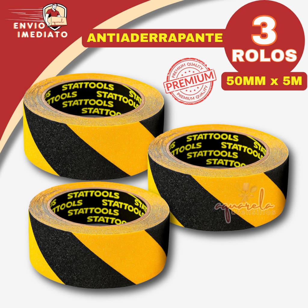 Fita Antiderrapante Zebrada Adesiva 50mm X 5m Preto e Amarelo Multiuso Universal