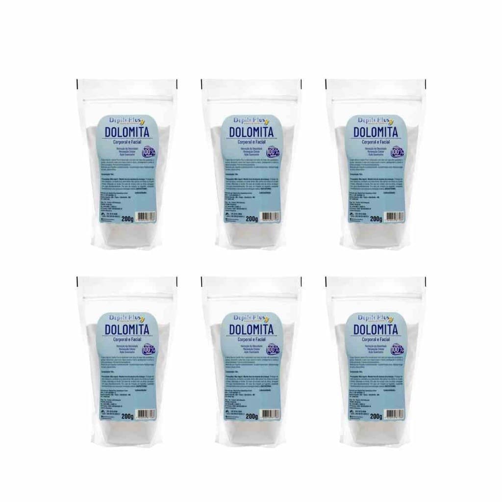 Kit com 6 Talcos Dolomita Ultrafino para Cuidados Corporais e Faciais 200g