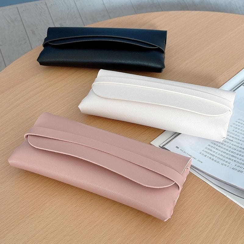 Nova moda couro portátil óculos de sol caso moda cinta PVC óculos caso simples elegante caso macio óculos de sol caso