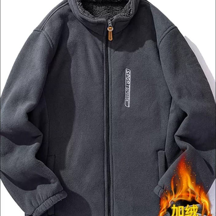 Jaqueta de lã masculina outono inverno gola alta forro de lã engrossado adolescentes jaqueta de lã de cordeiro manter qu