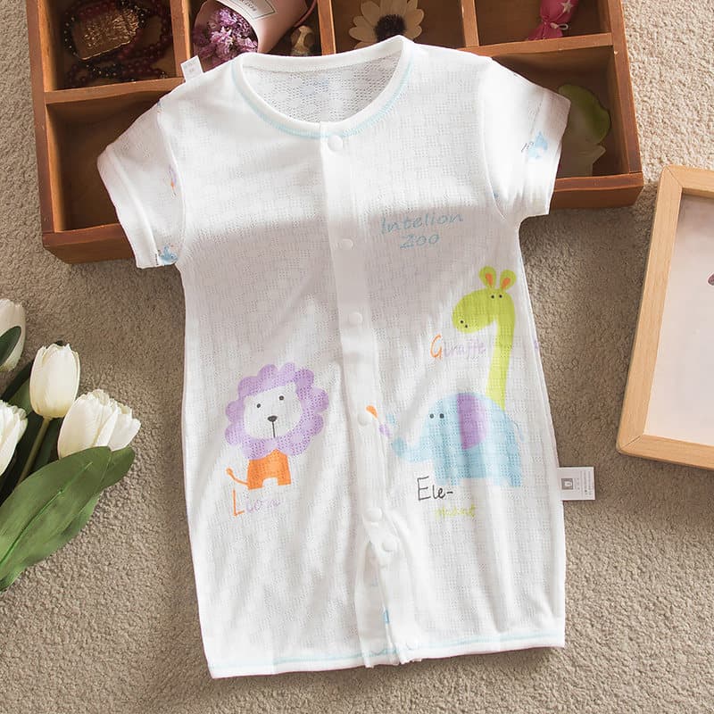 2023 verão 3-24 meses masculino feminino bebê de manga curta macacão de bebê Tencel estilo fino ventilação buraco curto