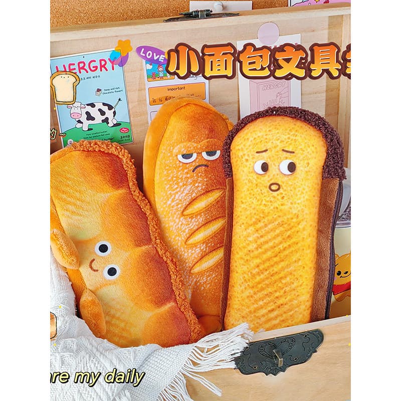 Caixa de papelaria para pão torrado, influenciador criativo, estilo de comida, estojo de lápis de alto valor, estudante,